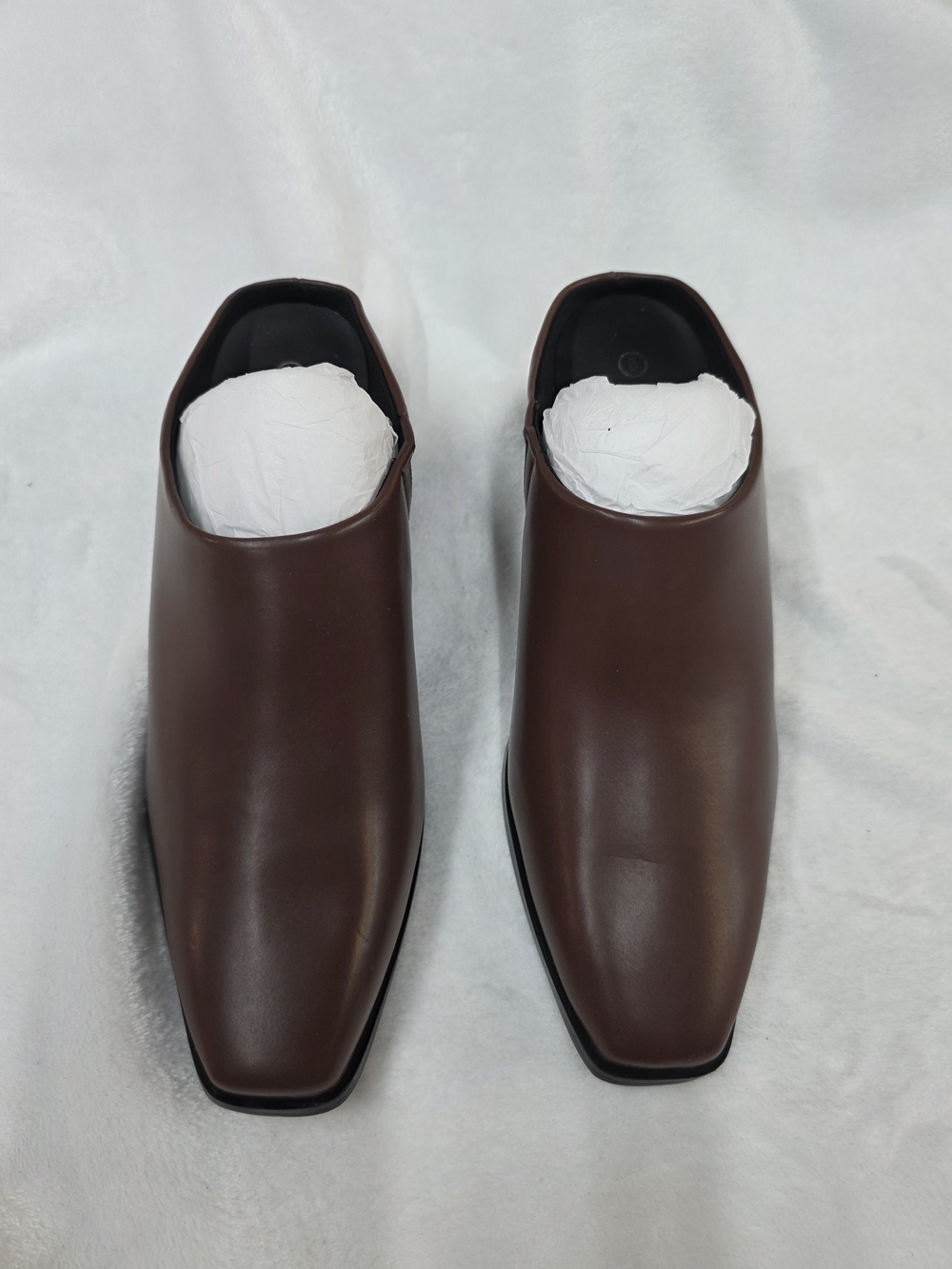 Womens Brown Square-Toe Slip-On Mule with Low Block Heel NEW - Picture 3 of 6